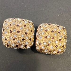 Rare CINER clip earrings-18k gold plated Swarovski crystal